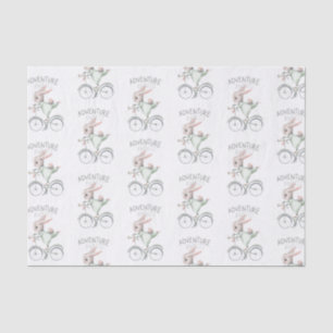 De Seda Bunny on Bicycle Adventure Aguarda Papel Tecido