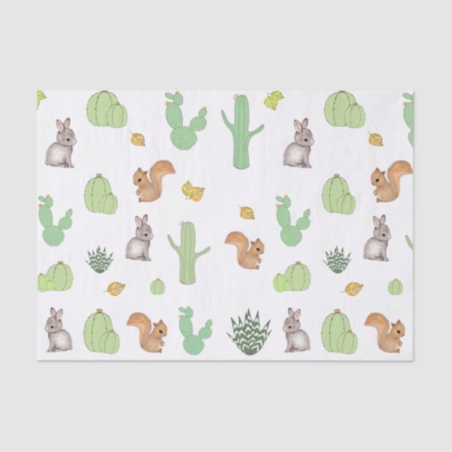 De Seda Cactus Woodland — Papel Tecido Animal (Frente )