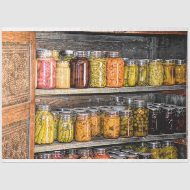 De Seda Canning Mason Jars Shelf Decoupage Papel Tecido (Frente )