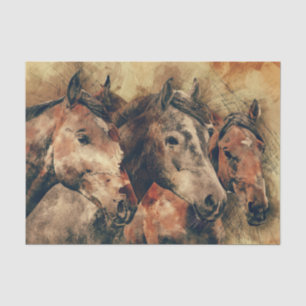 De Seda Cavalos Selvagens Desnuvem 10 x 15 Papel Tecido