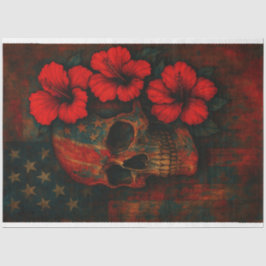 De Seda Caveira e Flores no Papel Decoupage do Sinalizador