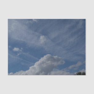 De Seda Céu azul e nuvens brancas em papel tecidular