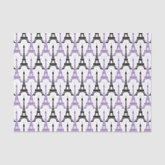 De Seda Chic Purple Paris Eiffel Torre - Papel dos tecidos (Frente )