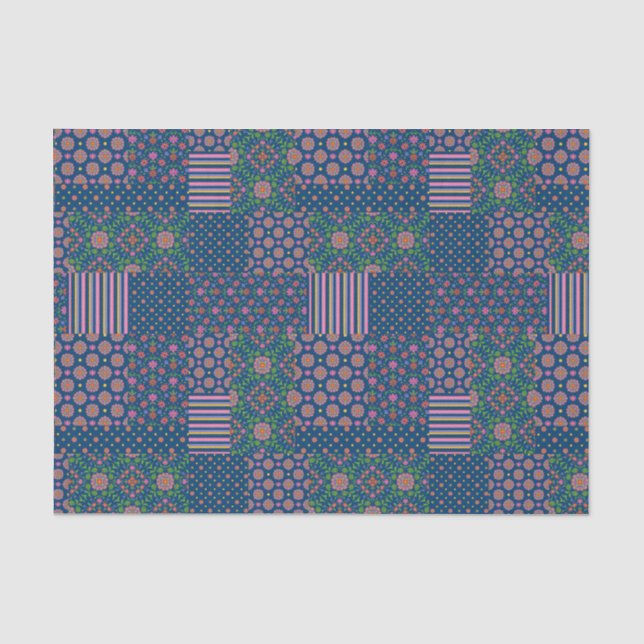 De Seda Chic Rangoli Patterns Faux Patchwork Papel Tecido (Frente )