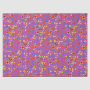 De Seda Chic Retro Ditsy Floral em Papel Tecido Magenta