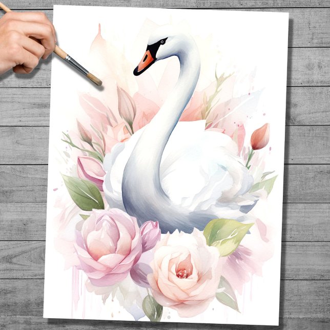 De Seda Chique Swan 2 - Papel Decoupage (Criador carregado)