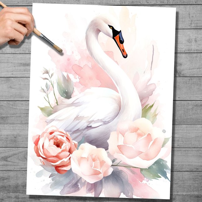 De Seda Chique Swan 3 - Papel Decoupage (Criador carregado)