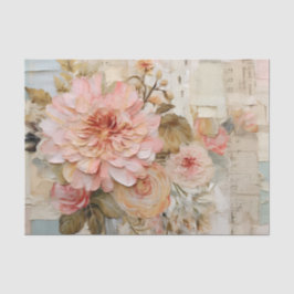 De Seda Colagem Adorável com Flores Pintadas em Papel Rasg