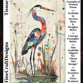 De Seda Colagem Contemporânea Papel Garça BU9R Decoupage