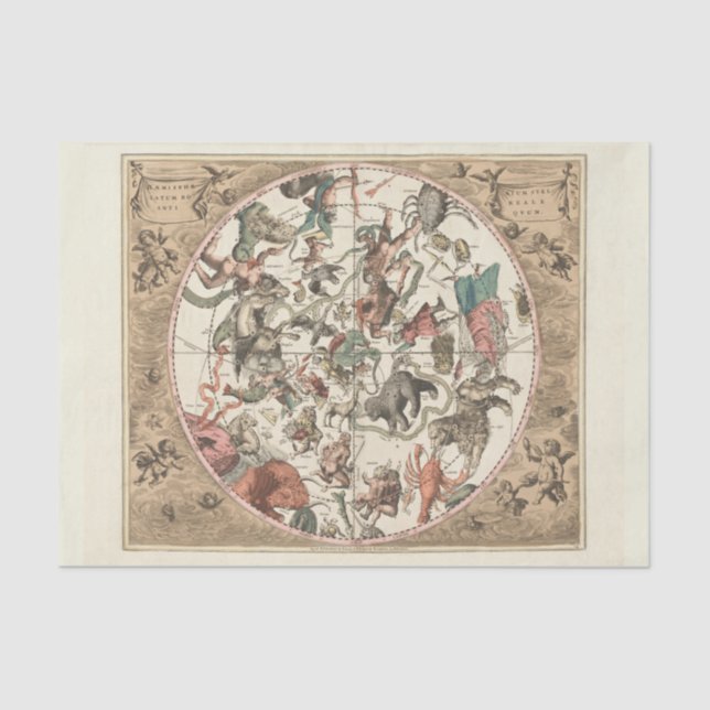 De Seda Constelações Zodiac 23 Papel Tecido (Frente )