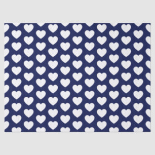 De Seda Corações, branco sobre papel azul Marinho