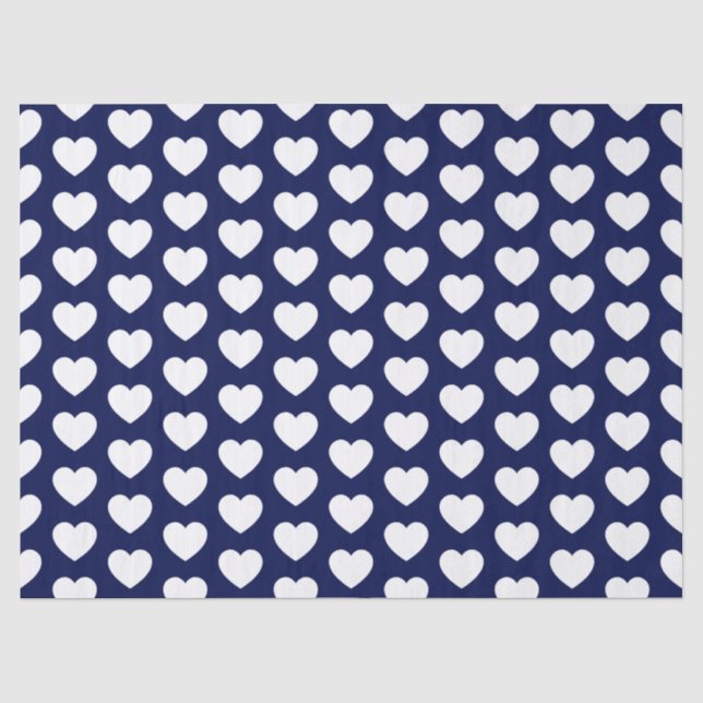 De Seda Corações, branco sobre papel azul Marinho (Frente )