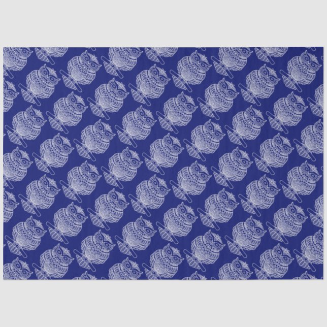 De Seda Coruja (azul escuro) - Papel Tissue (Frente )