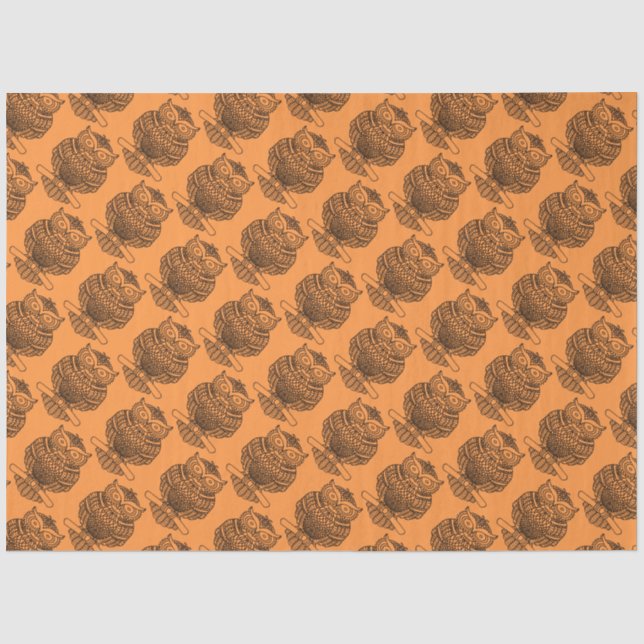 De Seda Coruja (laranja) - Papel Tissue (Frente )