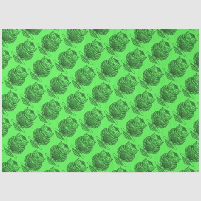 De Seda Coruja (verde neon) - Papel Tissue (Frente )