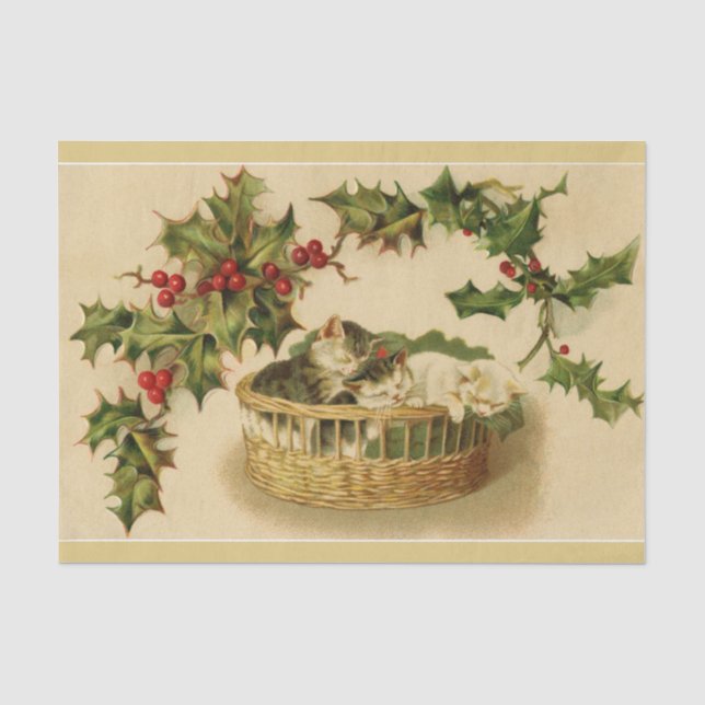 De Seda Cristóvão Natal e Papel Holly Tecido (Frente )