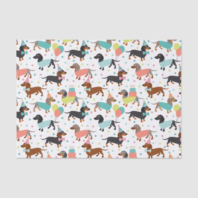De Seda Dachshund Birthday - Papel Tecidual (Frente )