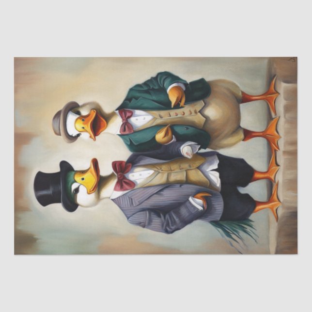 De Seda Dapper Ducks: Papel Decoupage Inspirado em Vestuár (Frente )