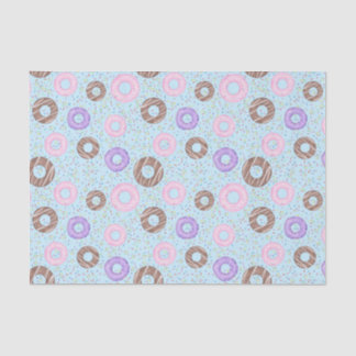 De Seda Deliciosos Donuts Papel Tecido em Azul