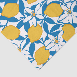 De Seda Desenho Da Mão Do Limão Floral - Papel Tecidual
