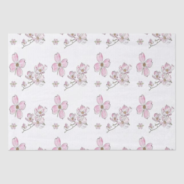 De Seda Dogwood Pattern design em Papel Tecido (Frente )