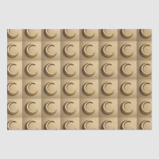 De Seda Dourado Crescente Papel Tecido da Lua (Frente )