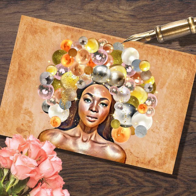 De Seda Dourado Rush Black Girl Decoupage Papel Tecido (Criador carregado)