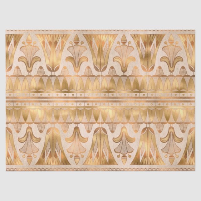 De Seda Dourado Shimmer Art Deco - Papel Tecidual (Frente )