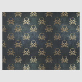 De Seda Dourado Skulls Padrão Decoupage 20x30 Papel Tecido
