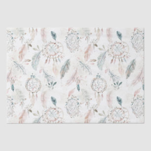 De Seda DREAMCATCHER Boho Pena Papel Tecido Neutro