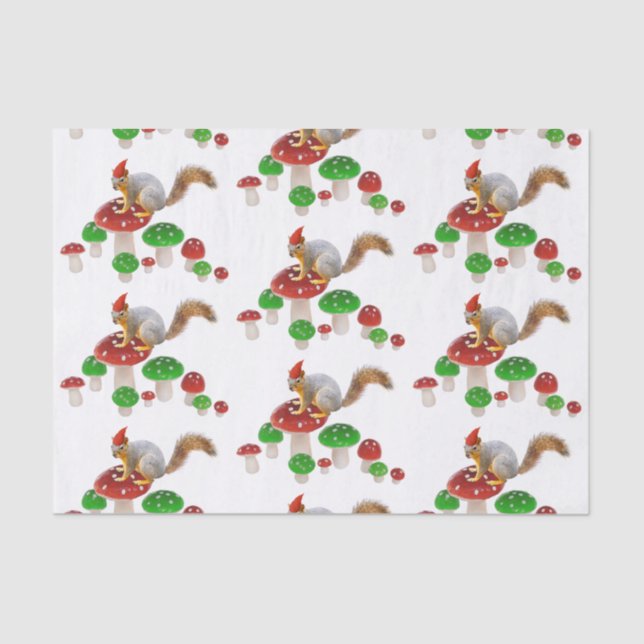 De Seda Esquilo com Papel Tecido Cogumelos (Frente )