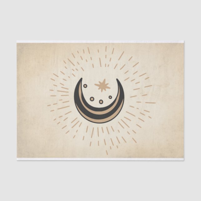 De Seda Estrelas da lua retrógrada papel sépia vintado (Frente )