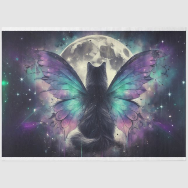 De Seda Fada Aurora, Papel Tecido Gato (Frente )