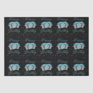 De Seda Feliz Aniversário Bebê Papel Azul Tecido