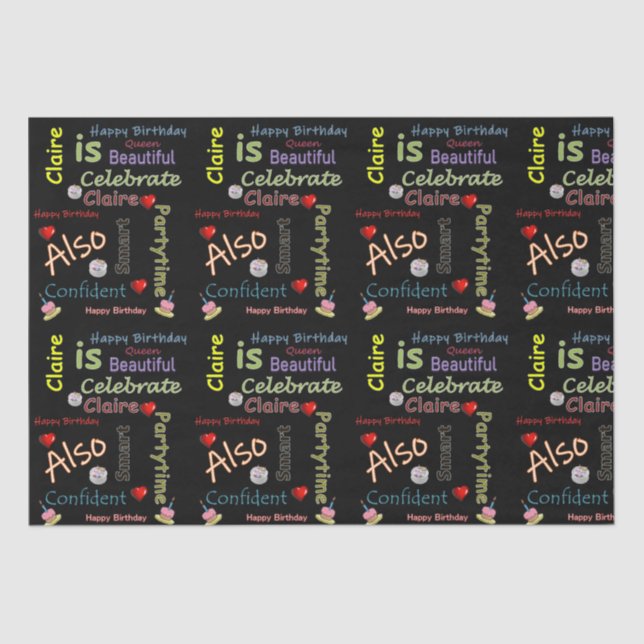 De Seda Feliz Aniversário do Papel Tecido Claire (Frente )