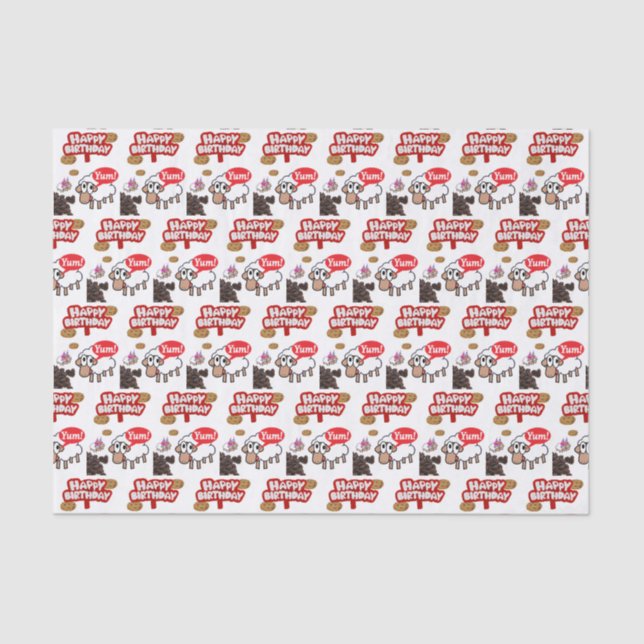 De Seda Feliz Aniversário Papel Tecido (Frente )