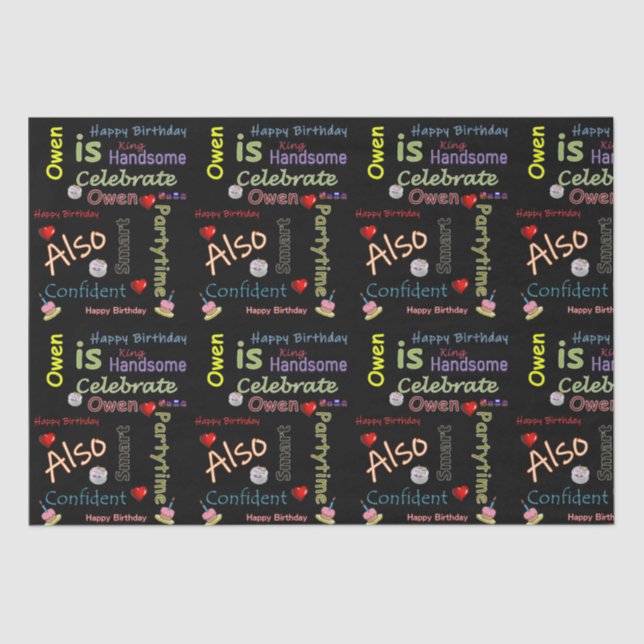 De Seda Feliz Aniversário, Papel Tecido Owen (Frente )