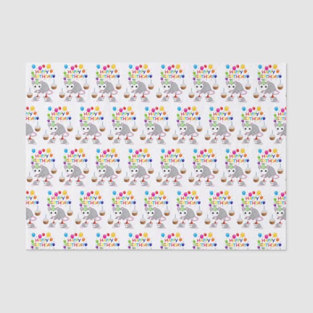 De Seda Feliz Aniversário, Papel Tecido Possum (Frente )