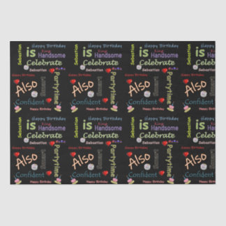 De Seda Feliz Aniversário Papel Tecido Sebastian