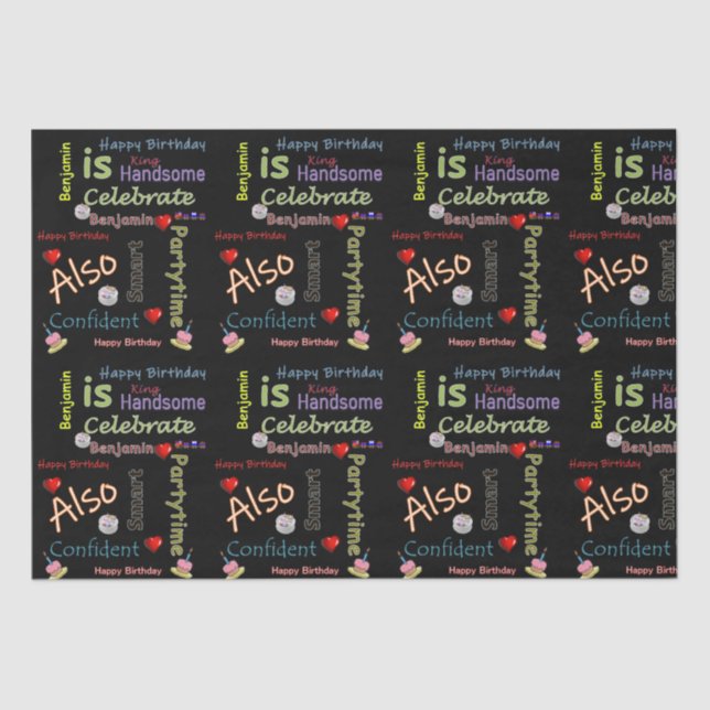 De Seda Feliz Aniversário Papel Tecidual Benjamin (Frente )