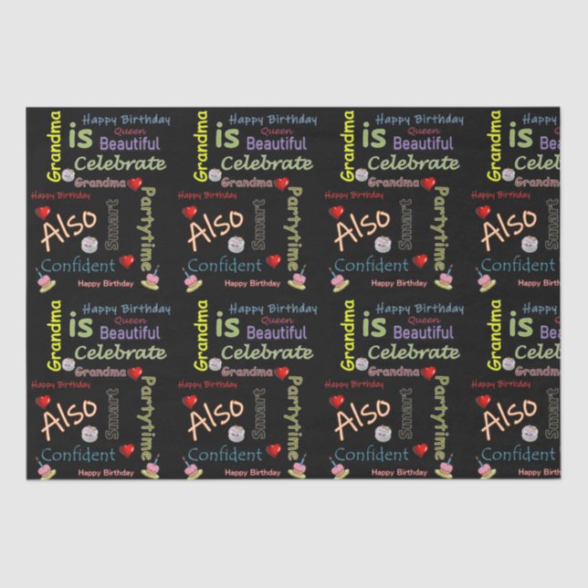 De Seda Feliz Aniversário Papel Tecidual Vovó (Frente )