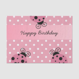 De Seda Feliz Aniversário Rosa Ladybug Papel Tema Bolinhas