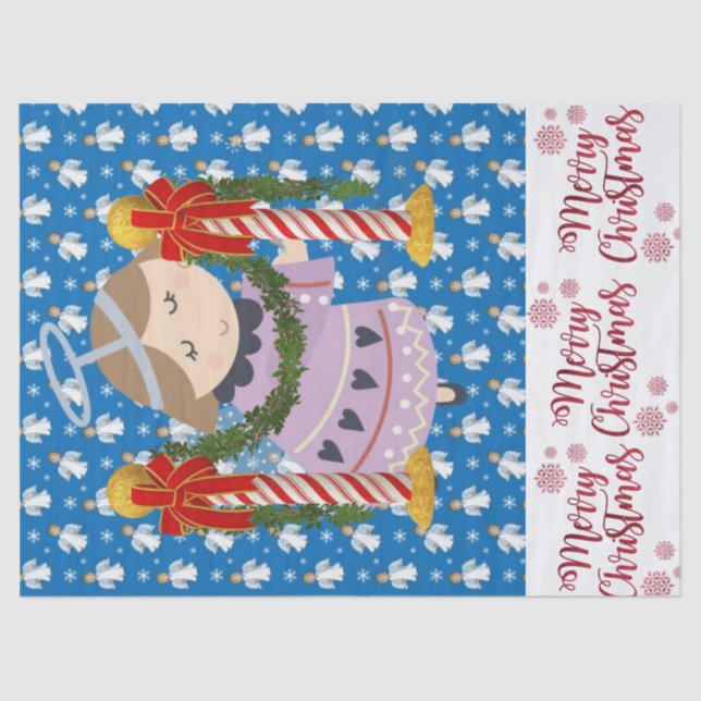 De Seda Feliz Natal - Papel dos Tecidos Angel Blue (Frente )