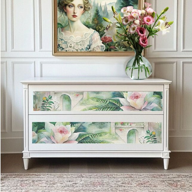 De Seda Florais e Papel Tecido Decoupage do Castelo (Criador carregado)