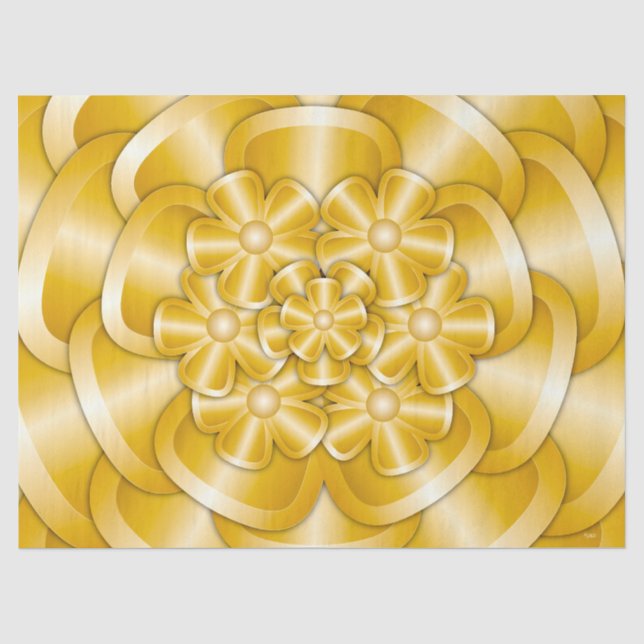De Seda Flores Cromadas - Papel Dourado (Frente )