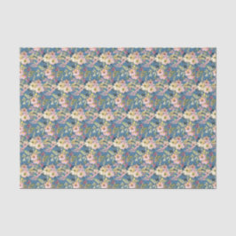 De Seda Flores rosa no papel tecidos azuis - Floral Elegan