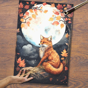 De Seda Fox no Luar 6 Papel Decoupage