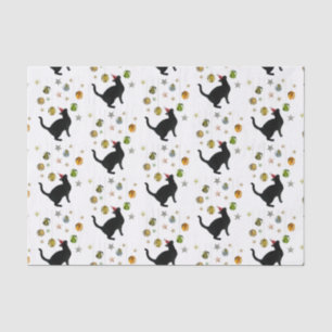 De Seda Gato Preto com Papel Tecido para Decorações das Es
