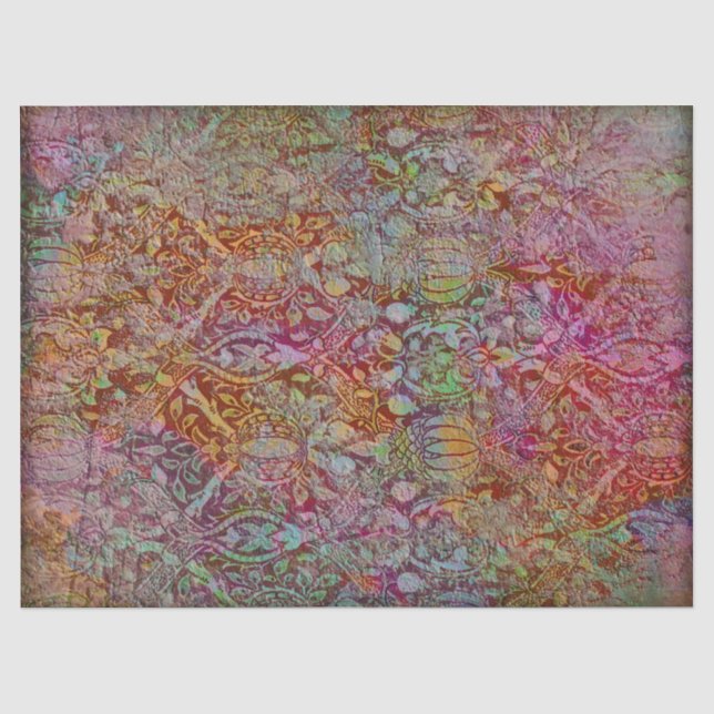 De Seda Grunge Floral Decoupage - Papel Tecido Vitoriano (Frente )