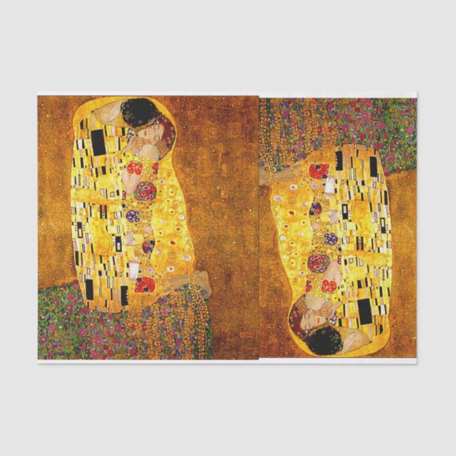 De Seda Gustav Klimt, O Beijo, Papel    Tecido (Frente )